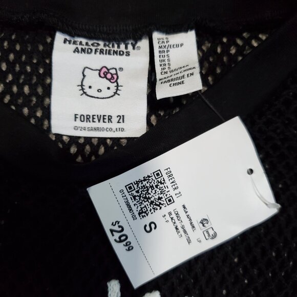 NWT Forever 21 x Hello Kitty Disco Mesh Dance Fishnet Sequin Shirt - Small - Picture 4 of 8